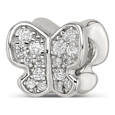 Sterling Silver CZ Butterfly Bead