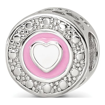 Sterling Silver CZ Enamel Heart Bead – view 4
