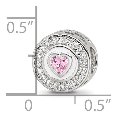 Sterling Silver CZ Enamel Heart Bead – view 6
