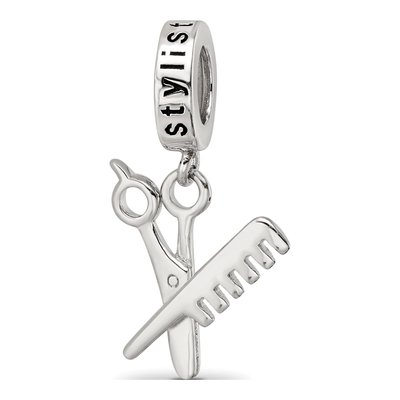 Sterling Silver Scissor Comb Dangle Charm