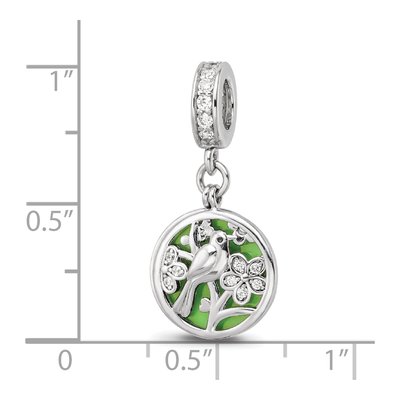 Sterling Silver CZ Bird Flower Dangle Bead – view 6