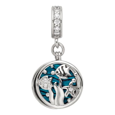 Sterling Silver CZ Sea Life Dangle Bead – view 4
