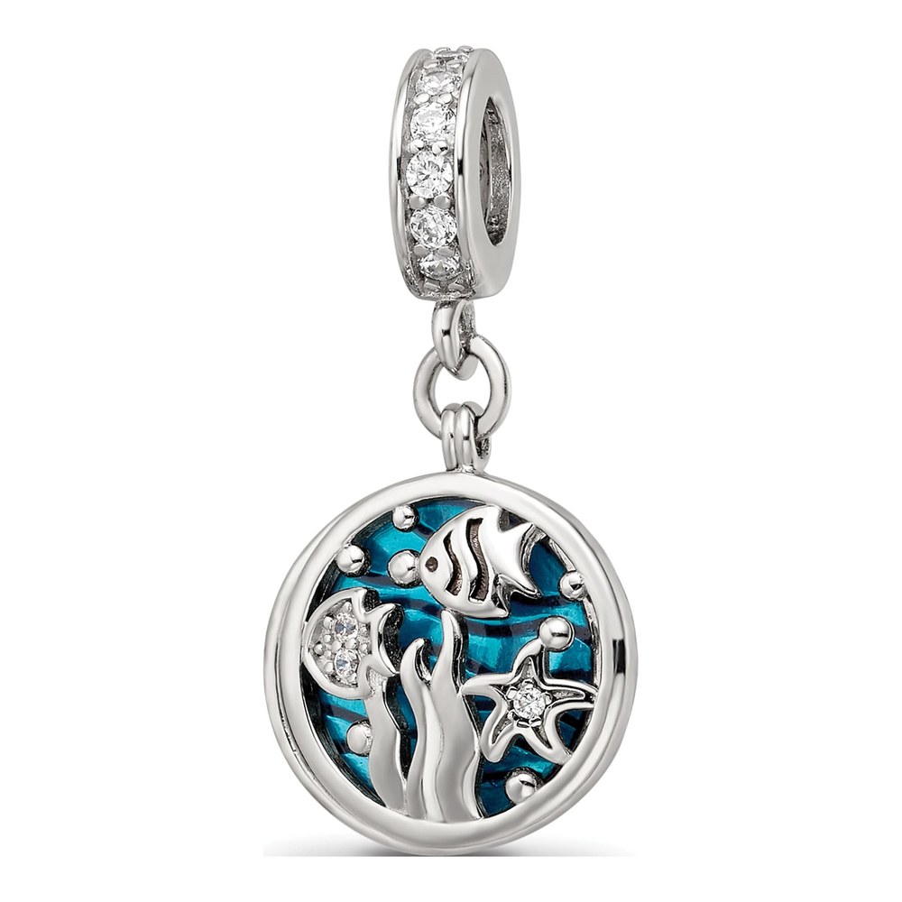 Sterling Silver CZ Sea Life Dangle Bead