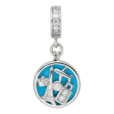 Sterling Silver CZ Travel Dangle Bead – view 5