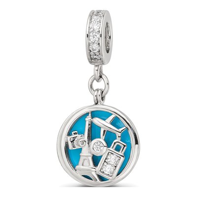 Sterling Silver CZ Travel Dangle Bead