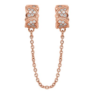 Rose Gold-Plated Sterling Silver CZ Heart Bead – view 5