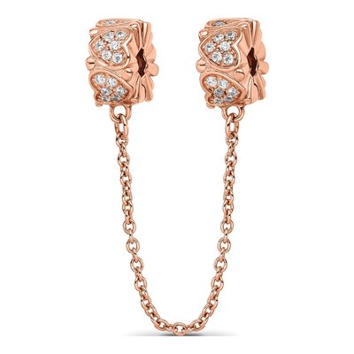 Rose Gold-Plated Sterling Silver CZ Heart Bead