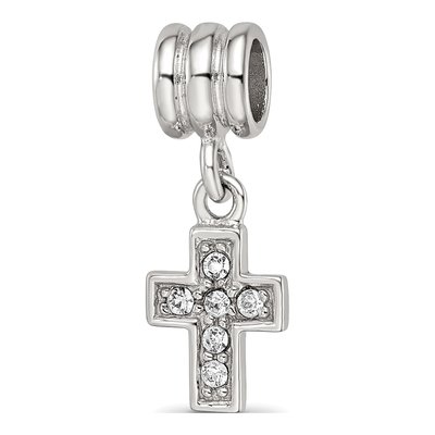 Sterling Silver Crystal Cross Bead
