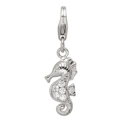 Sterling Silver CZ Sea Horse Click-On Bead – view 4