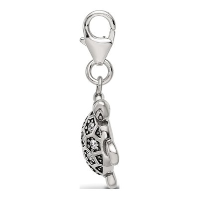Sterling Silver CZ Sea Turtle Click-On Bead – view 3