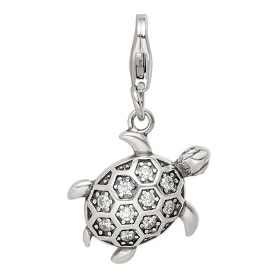 Sterling Silver CZ Sea Turtle Click-On Bead – view 4