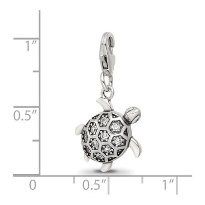 Sterling Silver CZ Sea Turtle Click-On Bead – view 7