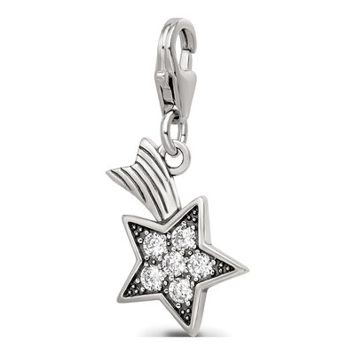 Sterling Silver CZ Shooting Star Click-On Bead