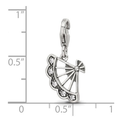 Sterling Silver CZ Fan Click-On Bead – view 7