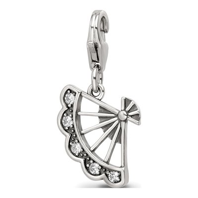 Sterling Silver CZ Fan Click-On Bead