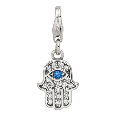 Sterling Silver CZ Hamsa Click-On Bead – view 4