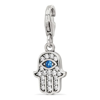 Sterling Silver CZ Hamsa Click-On Bead