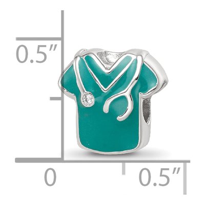 Sterling Silver CZ Nurse Scrubs Bead – view 6