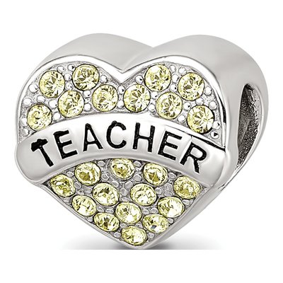 Sterling Silver Crystal Heart Bead