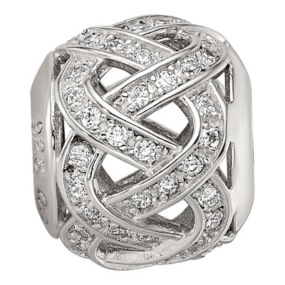 Sterling Silver CZ Weaved Bead – view 4