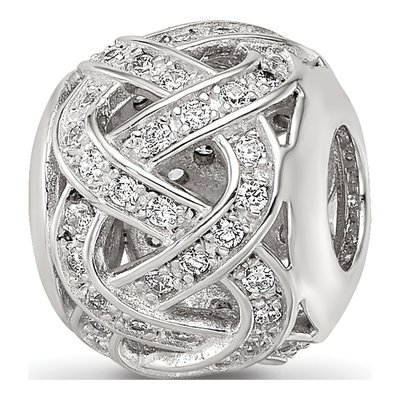 Sterling Silver CZ Weaved Bead