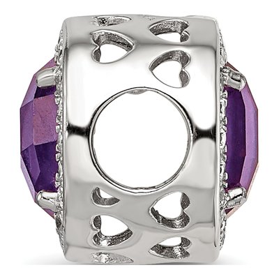 Sterling Silver CZ Glass Heart Bead – view 3
