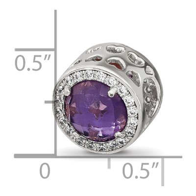 Sterling Silver CZ Glass Heart Bead – view 6