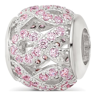 Sterling Silver CZ Awareness Ribbon Bead