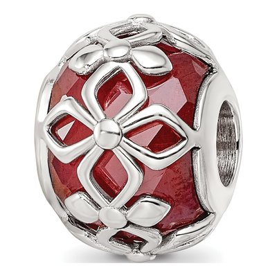 Sterling Silver CZ Floral Bead