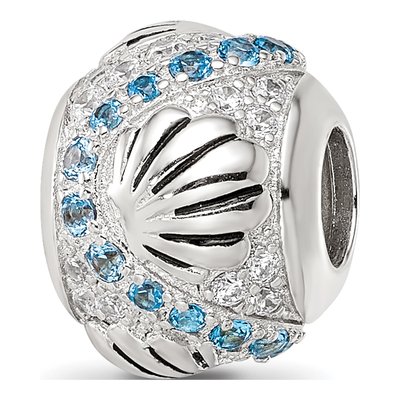 Sterling Silver CZ Sea Shell Bead