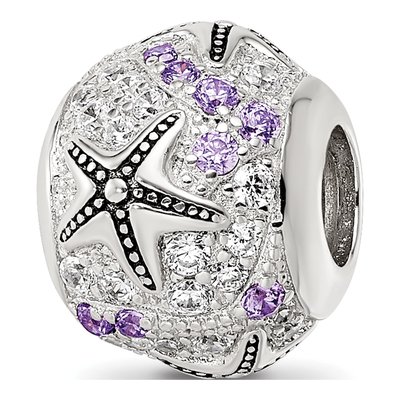 Sterling Silver CZ Star Fish Bead
