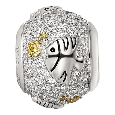 Sterling Silver CZ Fish Bead – view 4