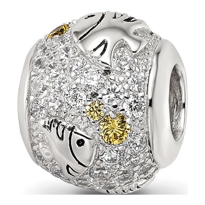 Sterling Silver CZ Fish Bead – view 6
