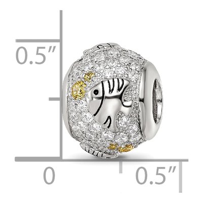 Sterling Silver CZ Fish Bead – view 7