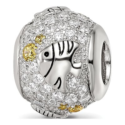 Sterling Silver CZ Fish Bead