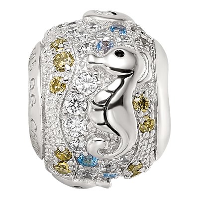 Sterling Silver CZ Sea Horse Bead – view 4