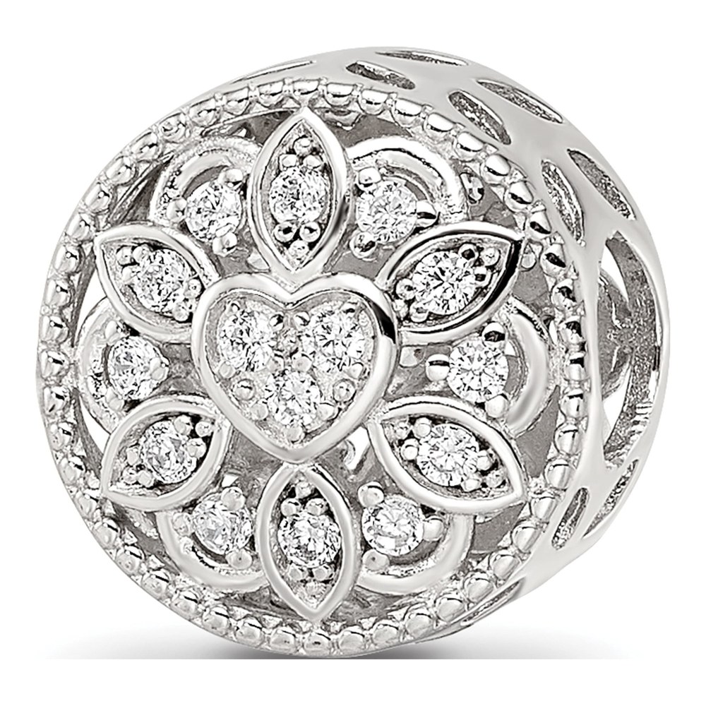 Sterling Silver CZ Floral Cut-Out Bead