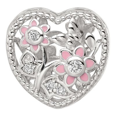 Sterling Silver CZ Heart Bead – view 4
