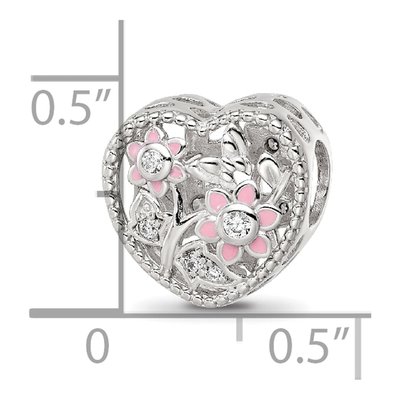 Sterling Silver CZ Heart Bead – view 5