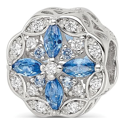 Sterling Silver CZ Floral Bead