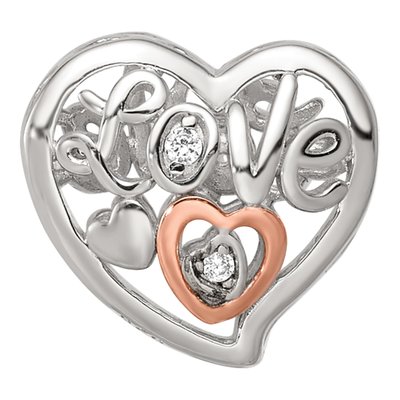 Sterling Silver CZ Love Heart Shaped Bead – view 4