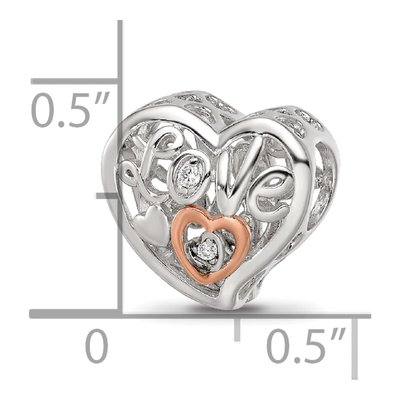 Sterling Silver CZ Love Heart Shaped Bead – view 6