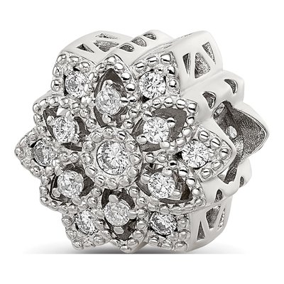 Sterling Silver CZ Snowflake Bead