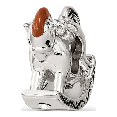 Sterling Silver Crystal Rocking Horse Bead