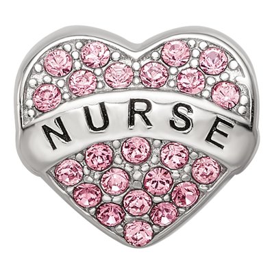 Sterling Silver Crystal Nurse Heart Bead – view 5
