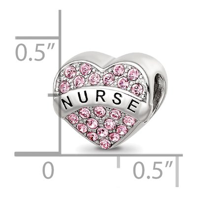 Sterling Silver Crystal Nurse Heart Bead – view 6