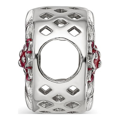 Sterling Silver Red Enamel Flower Bead – view 3