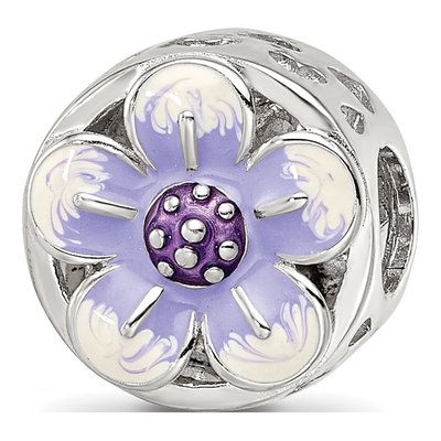 Sterling Silver Enamel Flower Bead