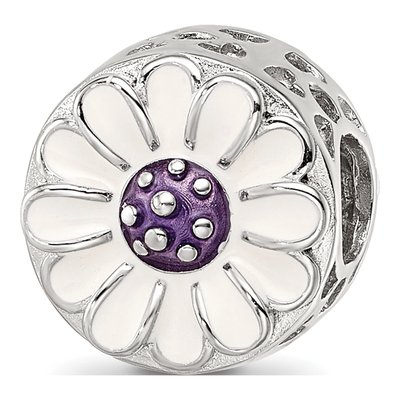 Sterling Silver Enamel Flower Bead