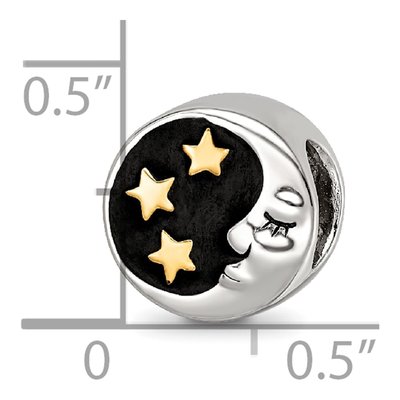 Sterling Silver Moon Stars Enamel Bead – view 6